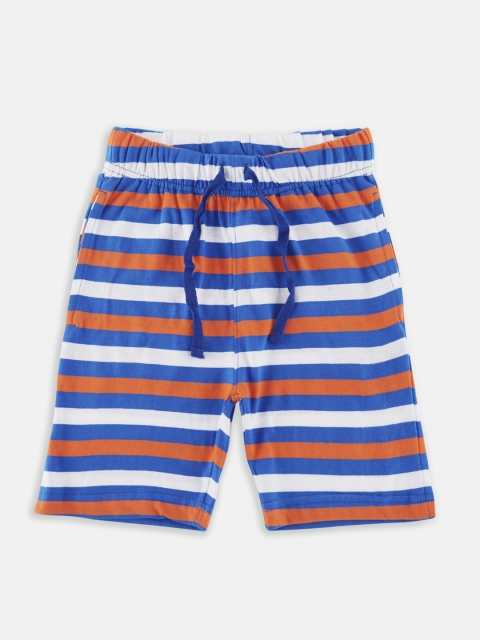 CHALK by Pantaloons Boys Blue & White Striped Regular Fit Shorts