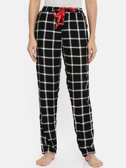 Red Rose Women Black & Grey Checked Lounge Pants