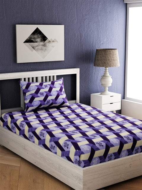 EverHOME Purple & Beige Geometric 144 TC Cotton 1 Single Bedsheet with 1 Pillow Cover
EverHOME Purple & Beige Geometric 144 TC Cotton 1 Single Bedsheet with 1 Pillow Cover
