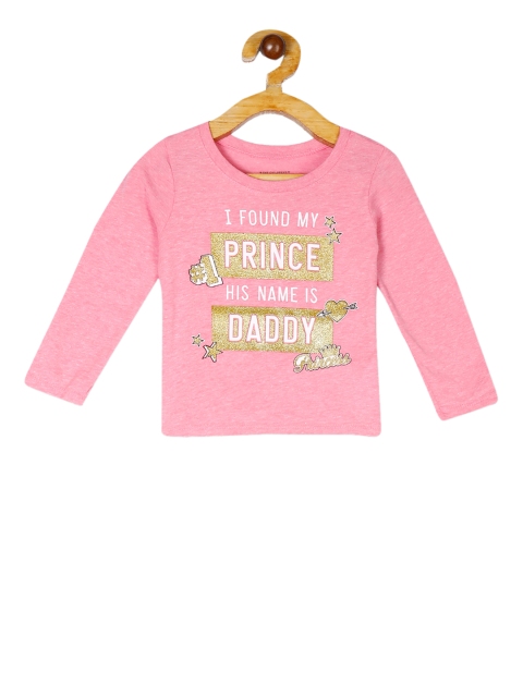 The Childrens Place Girls Pink Printed Round Neck T-shirt