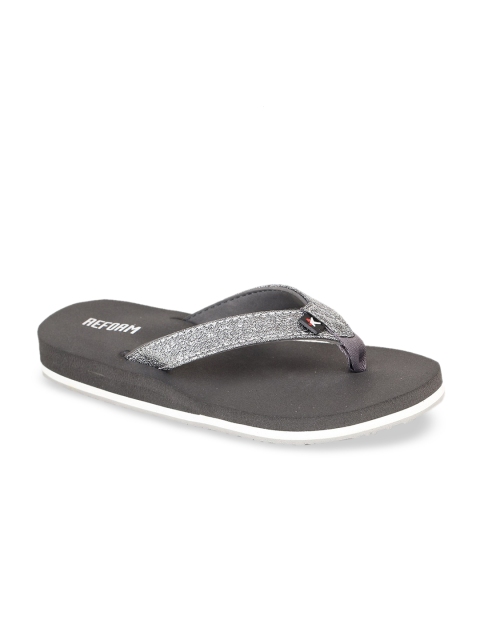 REFOAM Women Grey Solid Thong Flip-Flops