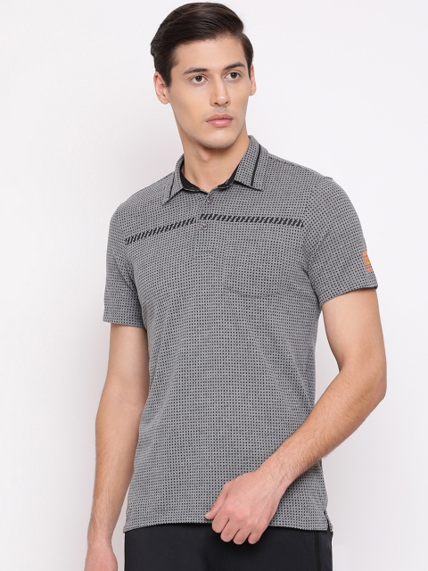 rock.it Men Grey Printed Polo Collar T-shirt