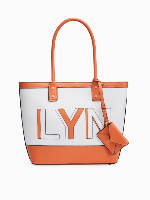 LYN Orange & White Colourblocked Shoulder Bag