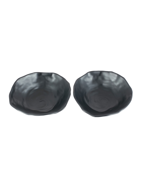 HomeTown Black 2-Pieces Solid Melamine Bowls Set