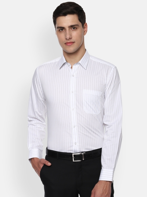 Louis Philippe Men White Classic Slim Fit Striped Formal Shirt