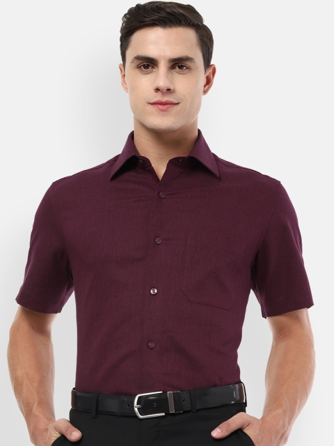 Louis Philippe Men Maroon Classic Fit Solid Formal Shirt