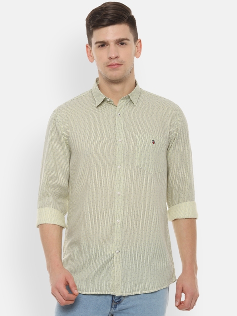 Louis Philippe Sport Men Yellow Slim Fit Printed Casual Shirt