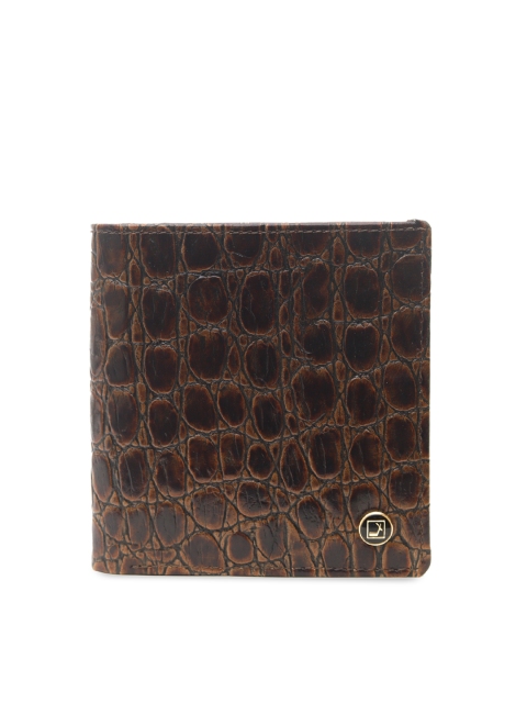 Da Milano Men Brown Textured Two Fold Wallet