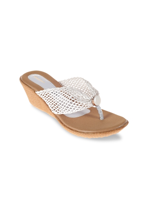 Khadims Women White Solid Sandals