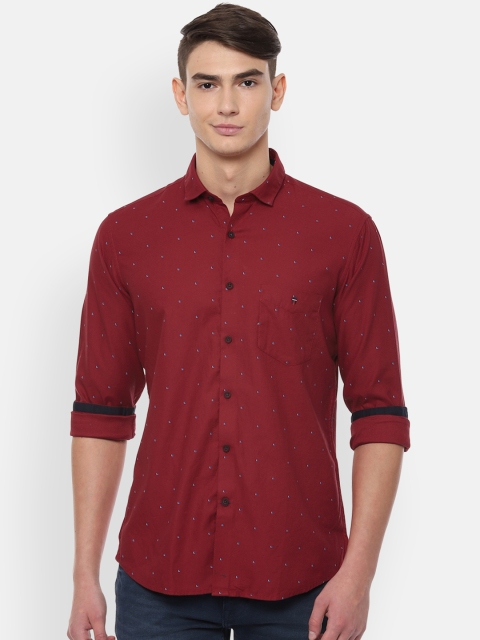 Louis Philippe Sport Men Red & Blue Slim Fit Printed Casual Shirt