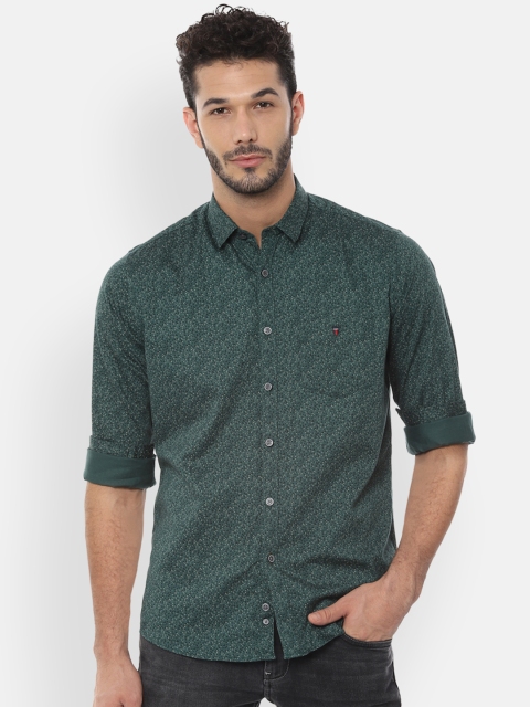 Louis Philippe Sport Men Green Slim Fit Printed Casual Shirt