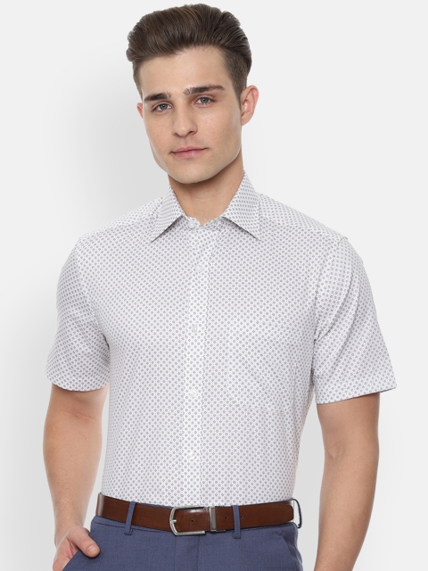 Louis Philippe Men White Regular Fit Printed Formal Shirt