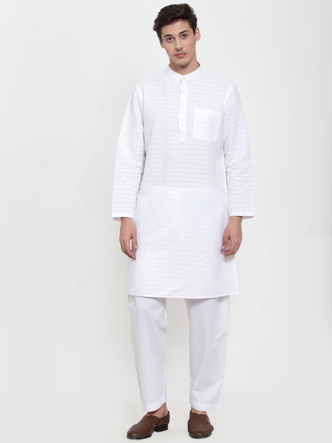 NEUDIS Men White Solid A-Line Kurta