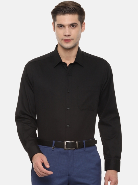 Louis Philippe Men Black Classic Slim Fit Solid Formal Shirt