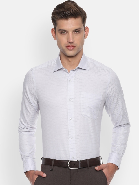 Louis Philippe Men White Classic Regular Fit Self Design Formal Shirt