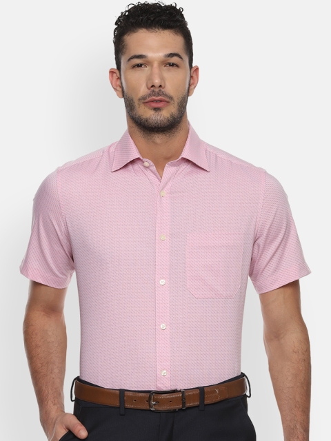Louis Philippe Men Pink & Maroon Micro Ditsy Printed Formal Shirt