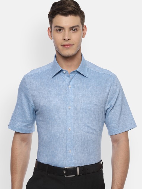 Louis Philippe Men Blue Classic Regular Fit Solid Formal Shirt