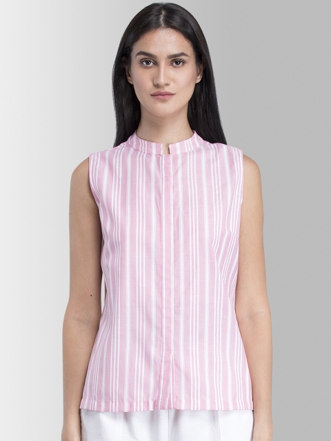 FableStreet Women Pink Striped Top