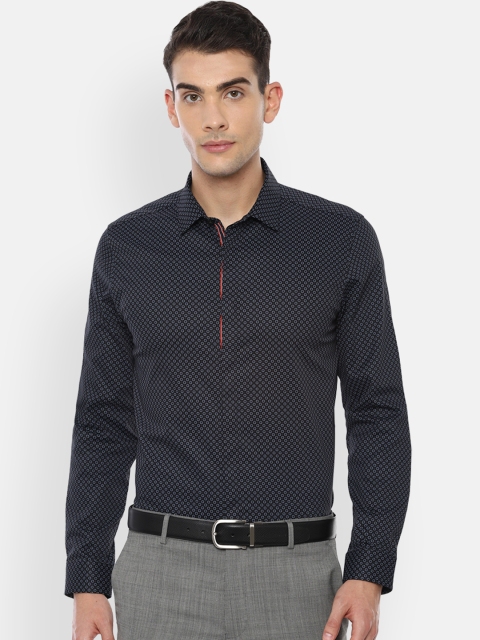 Louis Philippe Men Black Classic Slim Fit Printed Formal Shirt