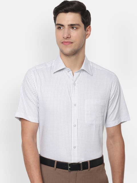 Louis Philippe Men White & Black Checked Classic Regular Fit Formal Shirt