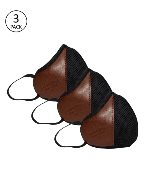 F Gear Unisex Pack of 3 Pcs Brown & Black Reusable 7-Ply Protective Outdoor Masks
