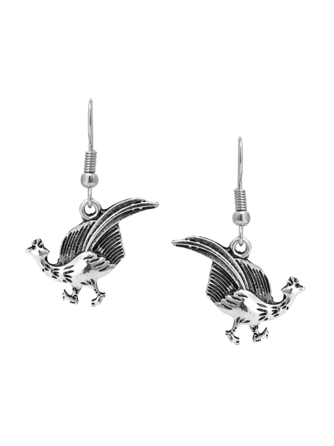 Adwitiya Collection 24k Silver-Plated Contemporary Handcrafted Drop Earrings