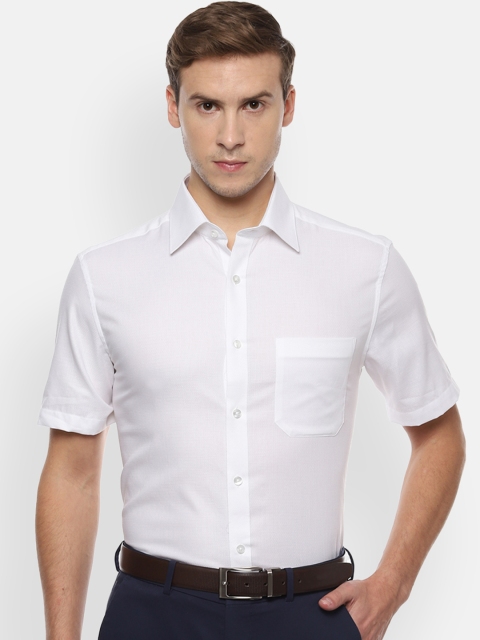 Louis Philippe Men White Classic Regular Fit Self Design Formal Shirt