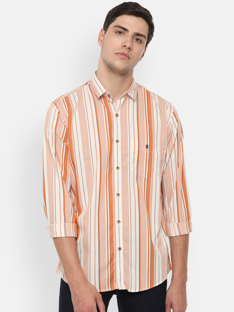 Louis Philippe Sport Men White & Brown Slim Fit Striped Casual Shirt
Louis Philippe Sport Men White & Brown Slim Fit Striped Casual Shirt