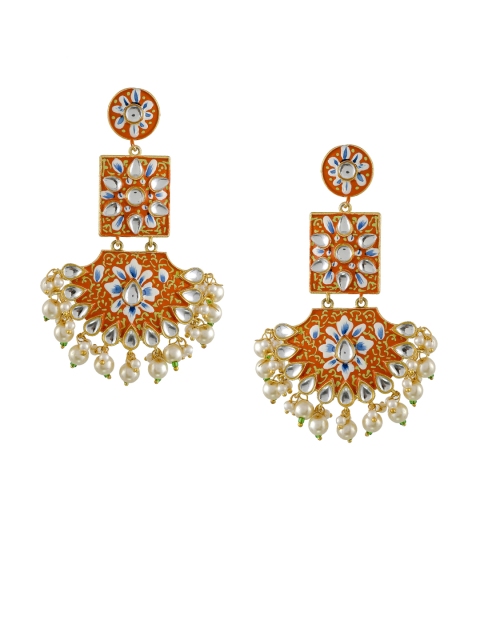 Silvermerc Designs Orange & Gold-Plated Classic Drop Earrings