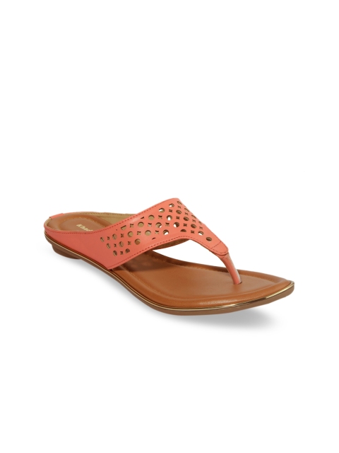 Khadims Women Pink Textured Open Toe Flats