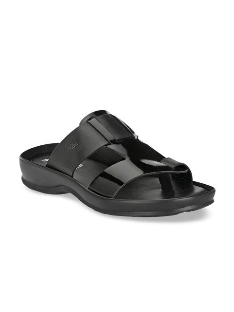 Hitz Men Black Leather Sandals
