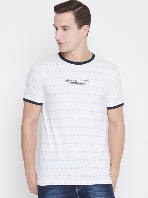 Octave Men White Printed Round Neck T-shirt