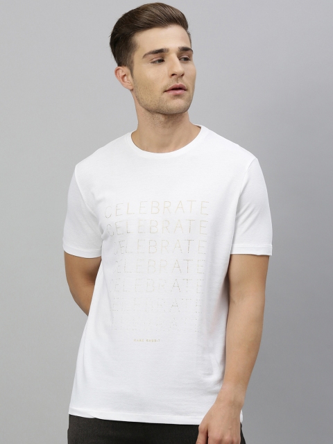 RARE RABBIT Men White Printed Round Neck T-shirt