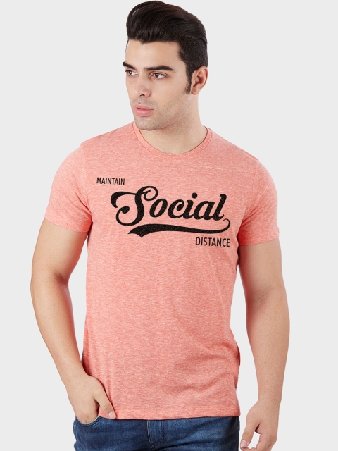 Free Authority Men Pink Printed Round Neck T-shirt