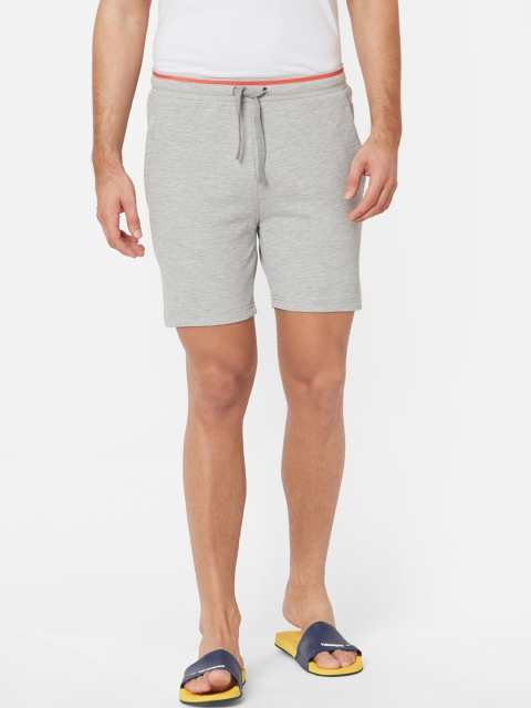 Sweet Dreams Men Grey Melange Solid Lounge Shorts