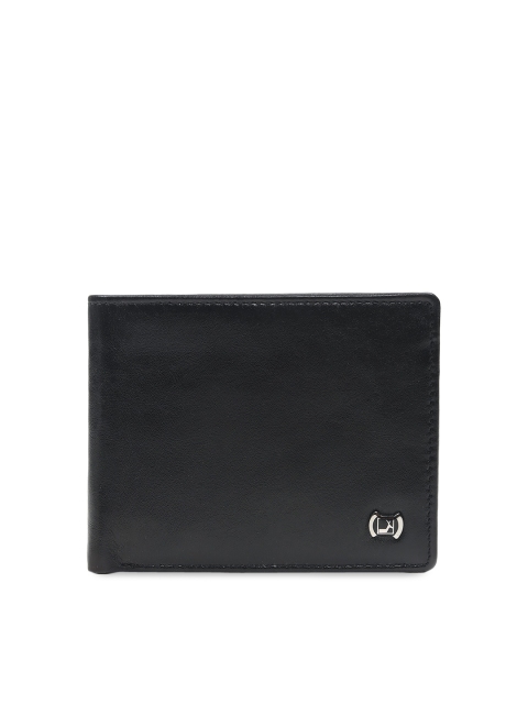 Da Milano Men Black Solid Leather Two Fold Wallet