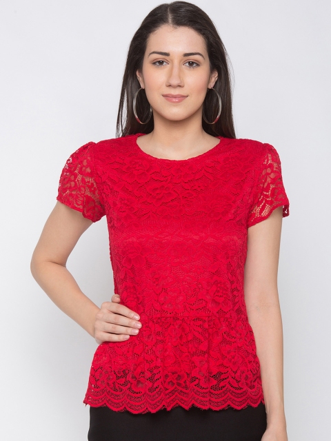 Globus Women Red Self Design Top