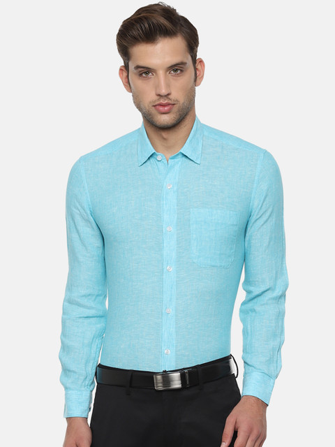 Louis Philippe Men Blue Classic Slim Fit Self Design Linen Formal Shirt 
Louis Philippe Men Blue Classic Slim Fit Self Design Linen Formal Shirt