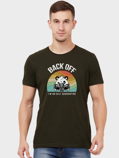 Free Authority Men Green Printed Round Neck T-shirt