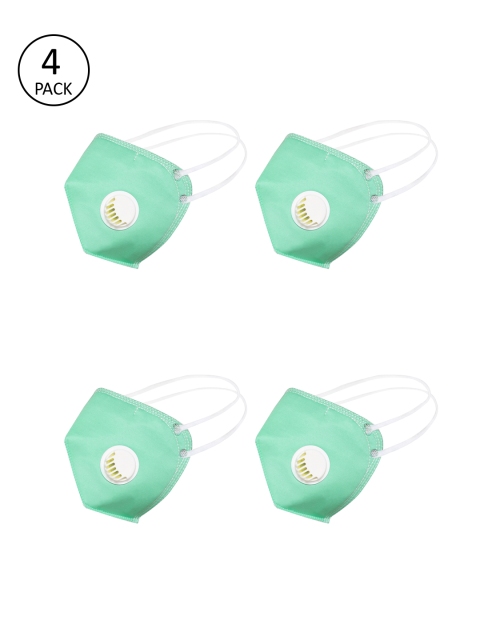 JS Care Kids Pack Of 4 Green 6-Ply Reusable N95 Masks