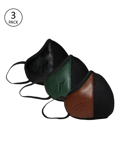 F Gear Unisex Pack of 3 Luxur Colourblocked 7-Ply Reusable Protective Outdoor Masks, Brown
