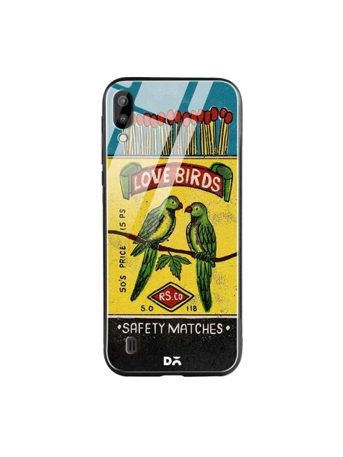 DailyObjects Yellow & Green Love Birds Matchbox Samsung Galaxy M10 Glass Case