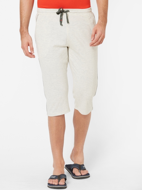Sweet Dreams Men Grey Melange Solid Three-Fourth Lounge Pants