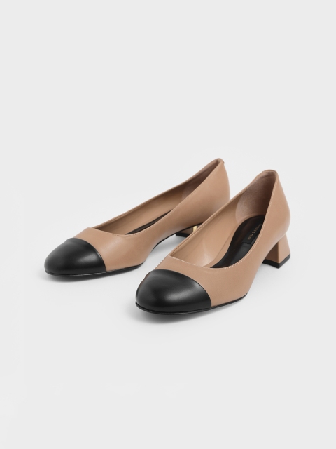 CHARLES & KEITH Women Nude-Coloured Colourblocked Pumps