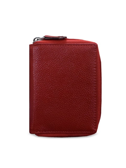 ABYS Unisex Red Solid Leather Card Holder