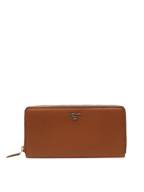 Da Milano Women Brown Textured Zip Around Leather Wallet