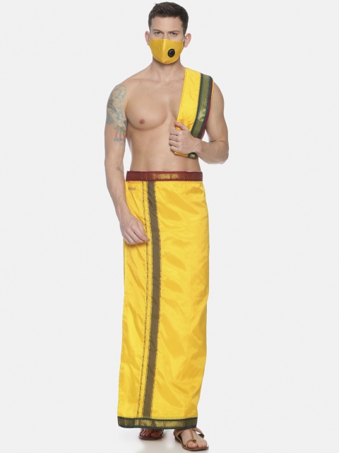 Sethukrishna Men Gold-Coloured Solid Readymade Dhoti & Angavastram Set With 3Layer Anti-Dust Mask
Sethukrishna Men Gold-Coloured Solid Readymade Dhoti & Angavastram Set With 3Layer Anti-Dust Mask
