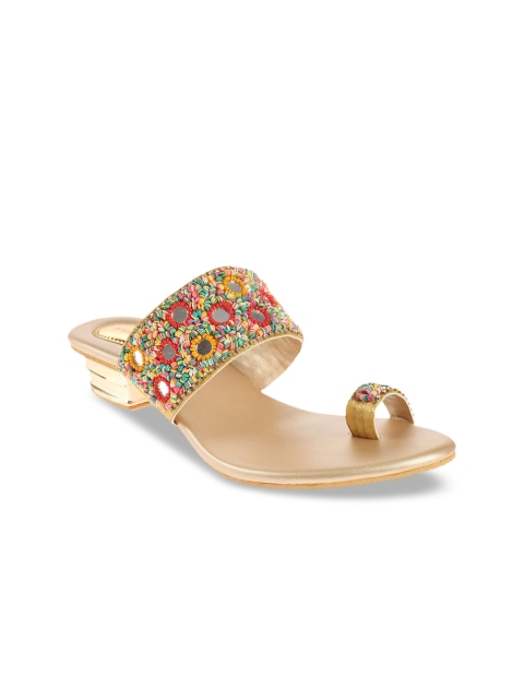 Khadims Women Multicoloured Embellished Block Heels, Multi