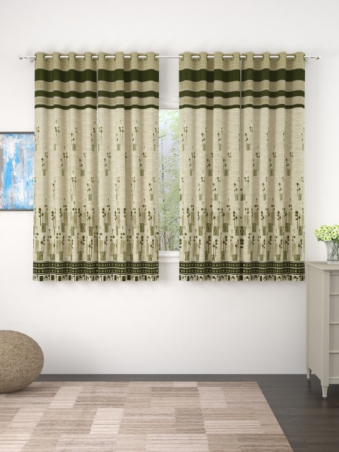 Story@home Green Set of 4 Jacquard 350GSM Room Darkening Eyelet Window Curtains