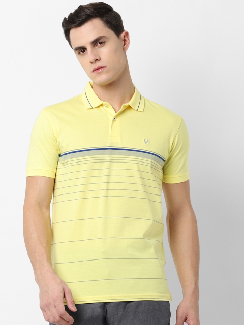 Allen Solly Men Yellow Striped Polo Collar T-shirt